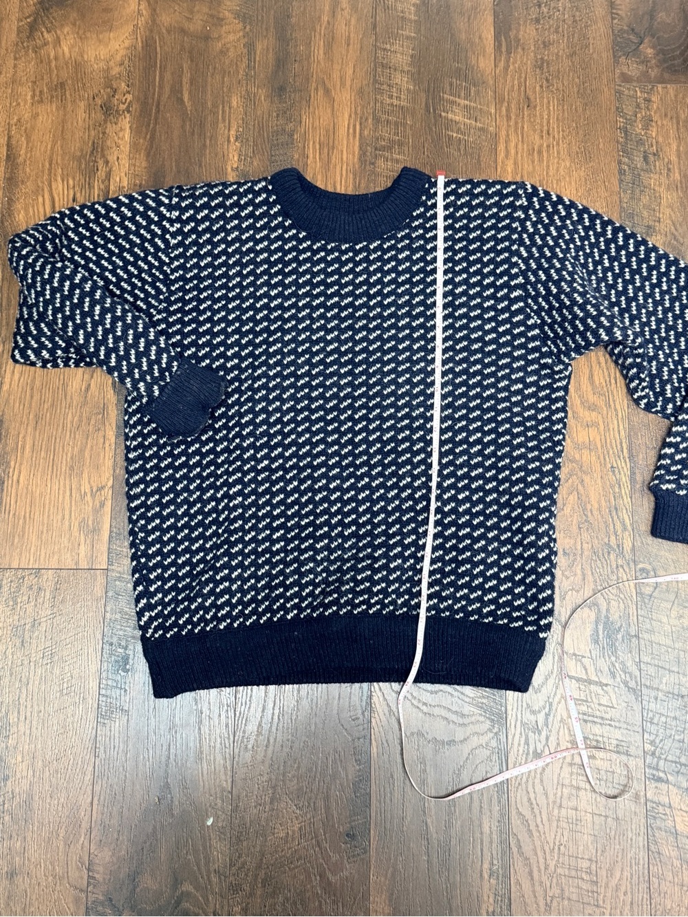 Vintage wool L.L. Bean Navy and White Crewneck Sweater